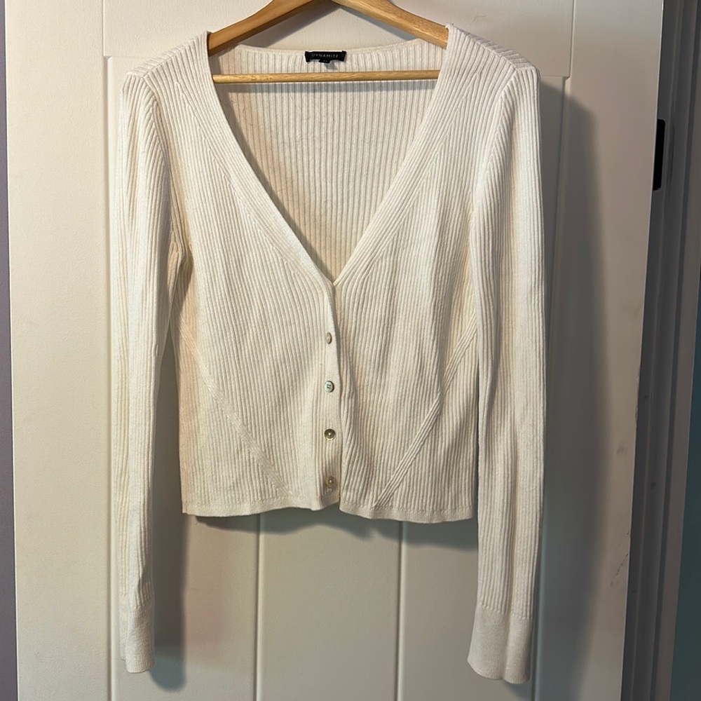 Dynamite White Crop Cardigan